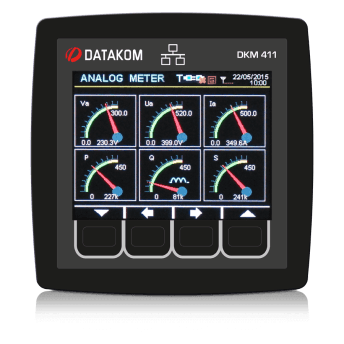 Анализатор сети Datakom DKM-411 96x96 мм, 3.5 TFT цв, Ethernet, USB/Host, USB/Dev, RS485, RS232, 2-вх, 2-вых,
