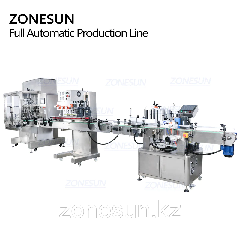 ZONESUN 4-ГОЛОВОЧНАЯ СЕРВОПРИВОДНАЯ МАШИНА ДЛЯ РОЗЛИВА И УКУПОРКИ КРУГЛЫХ БУТЫЛОК ЭТИКЕТИРОВОЧНАЯ МАШИНА