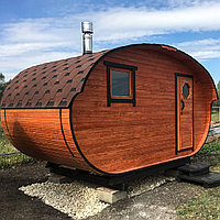 Баня - бочка овальная 4 м с козырьком