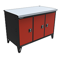 Верстак слесарный 3-х тумбовый, 3 створки, столешница Zn /PowerMechanics-SW3000107TDR/