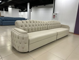 Диван прямой Классический, современный , обивка велюр, 90х380х90 см, бежевый
