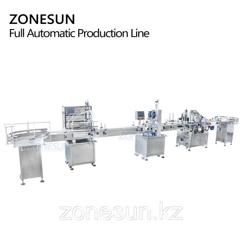 ZONESUN 4 HEADS ЖИДКОСТНАЯ МАШИНА ДЛЯ УКУПОРКИ И ЭТИКЕТИРОВАНИЯ КРУГЛЫХ БУТЫЛОК СО СТРУЙНОЙ ПЕЧАТНОЙ МАШИНОЙ