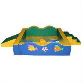 Сухой бассейн «Волна» квадратный разборный с горкой и ступенькой