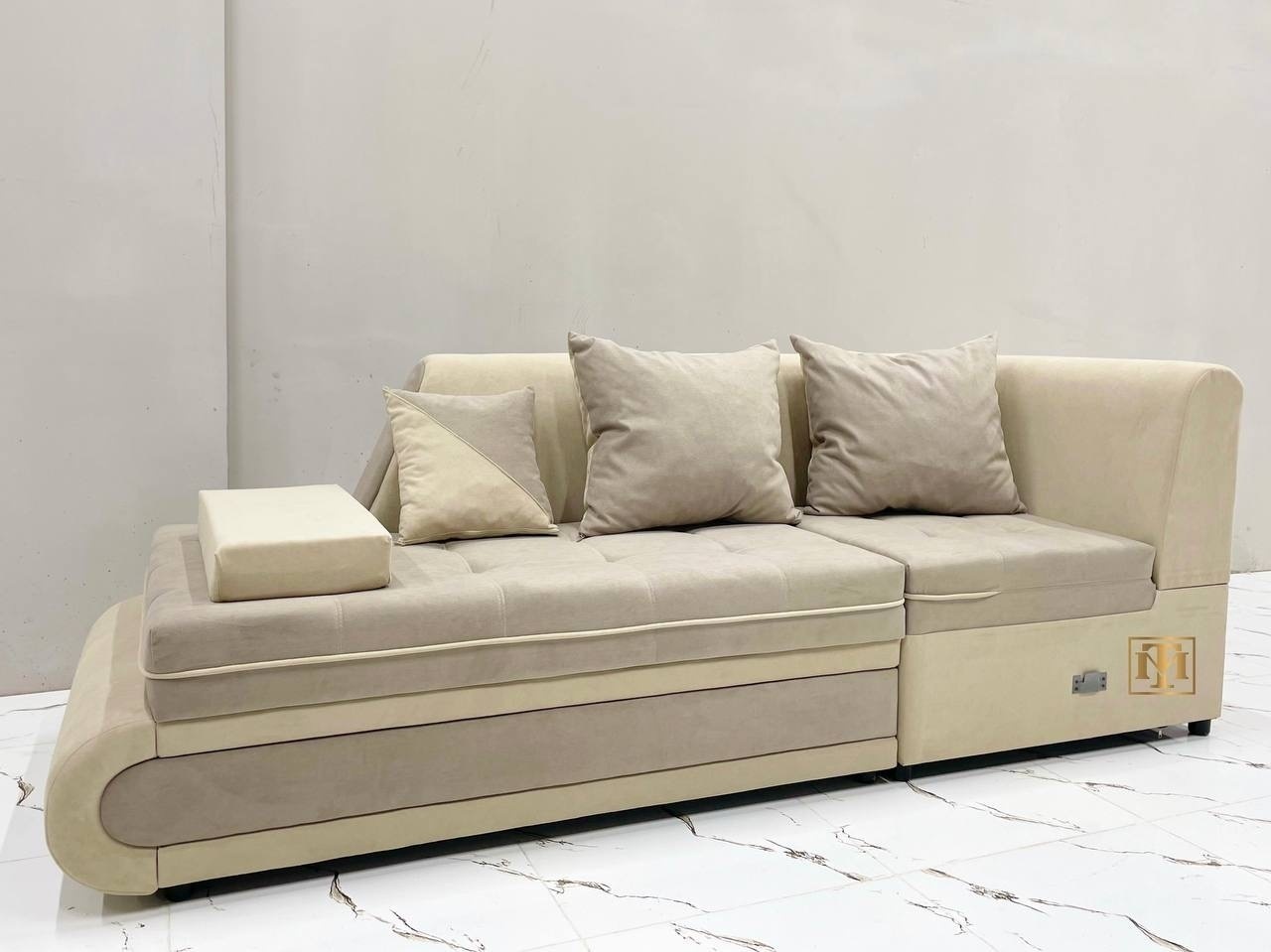 TM Lux диван модульный 581517962, обивка ткань, 80х200х250 см, бежевый, коричневый