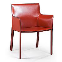 Стул с подлокотниками Barrie, кожа ретро-красный