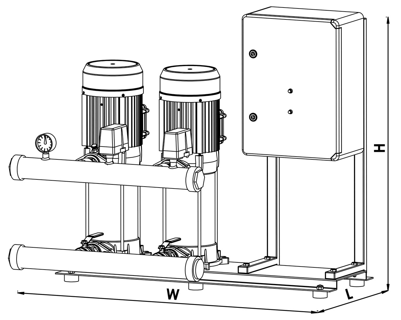 Насосная станция 2 x 2,2 кВт, (380 В, 2900 об/мин) SUMAK - SHT8B 300/8-(Турция)