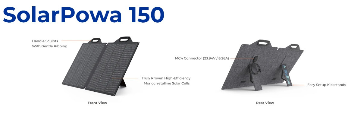 Складная солнечная панель BigBlue SolarPowa 150 с подставкой (Мощность: 150 Вт, IP68, разъем: MC4)