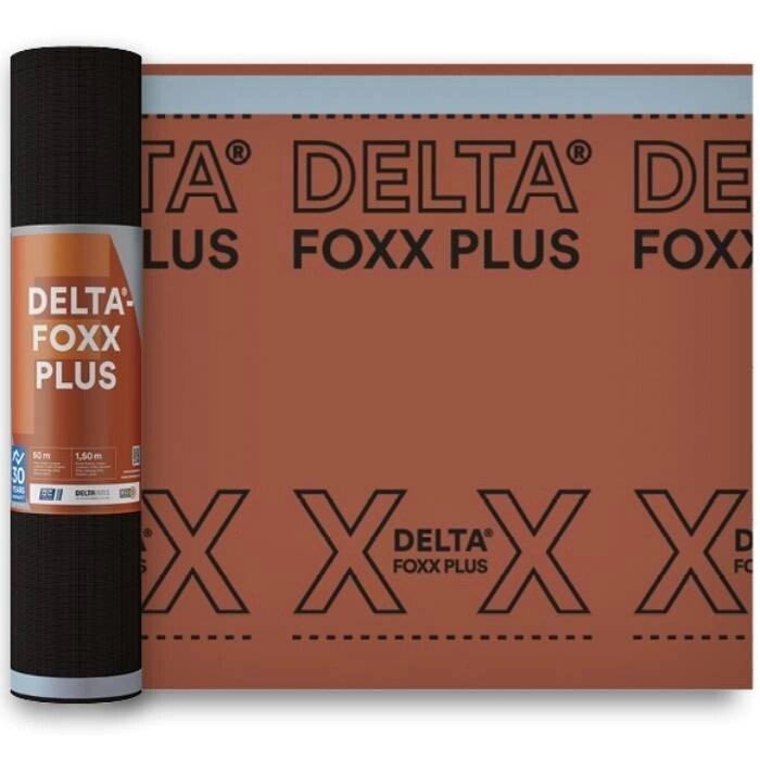 Мембрана диффузионная Delta Foxx Plus для водонепроницаемой нижней кровли с двумя зонами проклейки 1,5х50 м 75