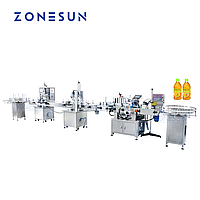 ZONESUN 4 HEADS ЖИДКОСТНАЯ МАШИНА ДЛЯ УКУПОРКИ И ЭТИКЕТИРОВАНИЯ КРУГЛЫХ БУТЫЛОК СО СТРУЙНОЙ ПЕЧАТНОЙ МАШИНОЙ