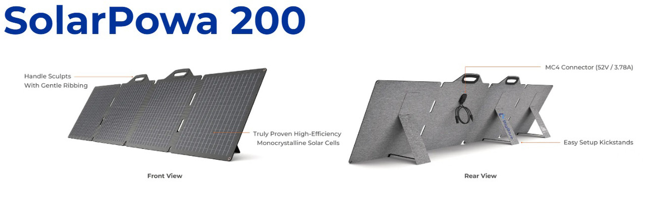 Складная солнечная панель BigBlue SolarPowa 200 с подставкой (Мощность: 200 Вт, IP68, разъем: MC4)