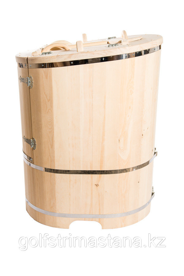 Кедровая фитобочка, Овальная со скосом, 130*78*100 см Цельная, Тол. стенки 40 мм.