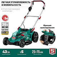 ЗУБР 36В бесщеточная газонокосилка, без АКБ . ГКЛ-43362