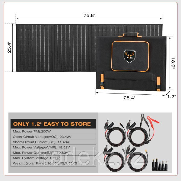 Складная солнечная панель MOBI (ATEMPOWER) MB-BLKT-200W-UFA, без контроллера