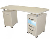 Стол маникюрный с 2 тумбами, фигурной столешницей и УФ-блоком