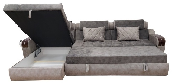 Elegante диван угловой Grand lux 180, обивка ткань, 100х330х180 см, серый, бежевый