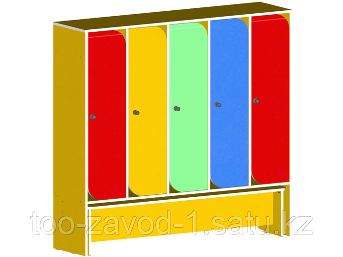 Шкаф детский 5ти секционный со скамьей