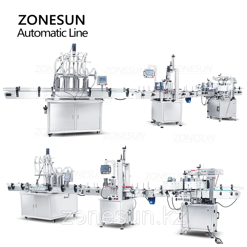 ZONESUN ZS-FAL180X8 АВТОМАТИЧЕСКАЯ ПРОИЗВОДСТВЕННАЯ ЛИНИЯ ПО РОЗЛИВУ, УКУПОРКИ И ЭТИКИРОВКИ КВАДРАТНЫХ БУТЫЛОК