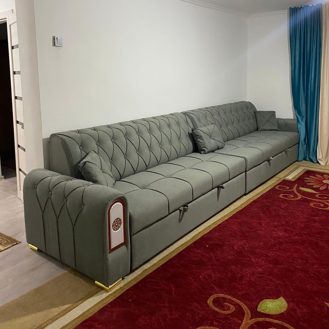 Диван прямой Raian 998068329, обивка велюр, 95х350х95 см, хаки