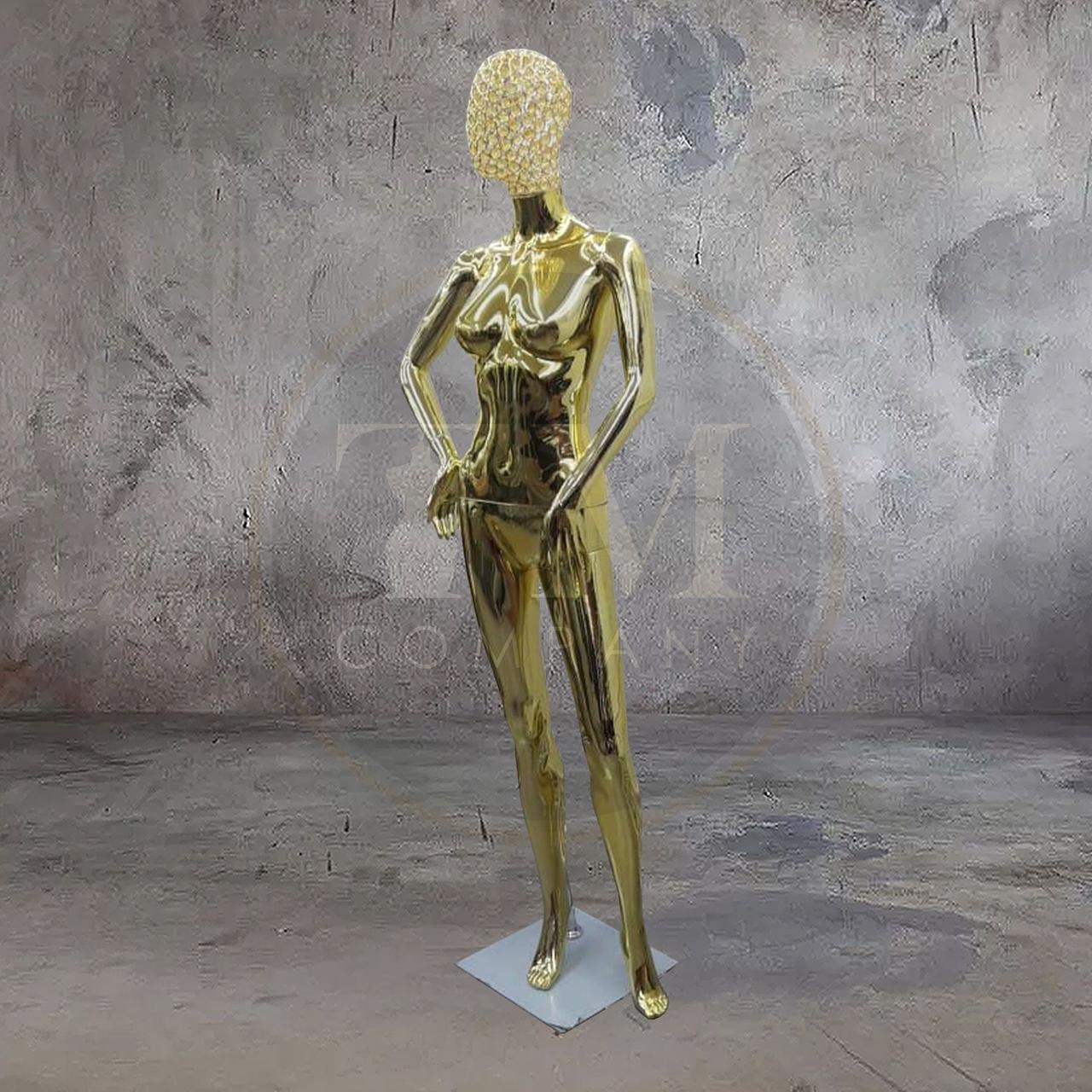 Женский манекен, Глянцевый Золото, Голова со стразами SF