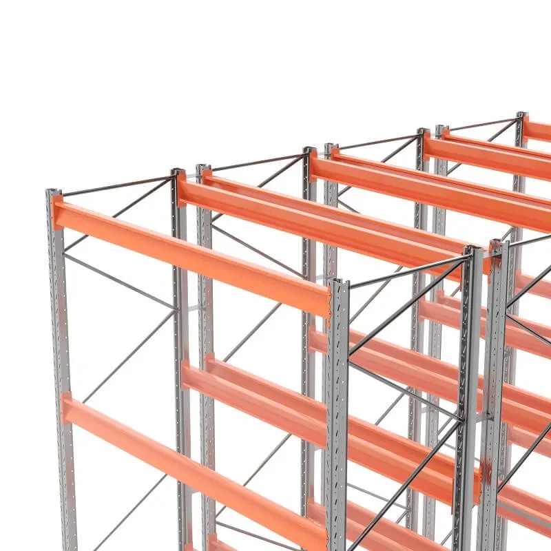 Стеллаж двойной глубины 3000х2700х1100 мм. Ярусы: пол+2 (г/п 2400 кг на ярус)