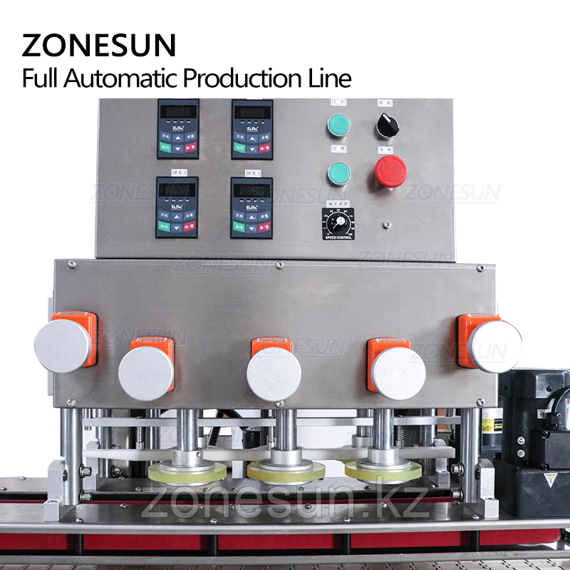 ZONESUN 4-ГОЛОВОЧНАЯ СЕРВОПРИВОДНАЯ МАШИНА ДЛЯ РОЗЛИВА И УКУПОРКИ КРУГЛЫХ БУТЫЛОК ЭТИКЕТИРОВОЧНАЯ МАШИНА
