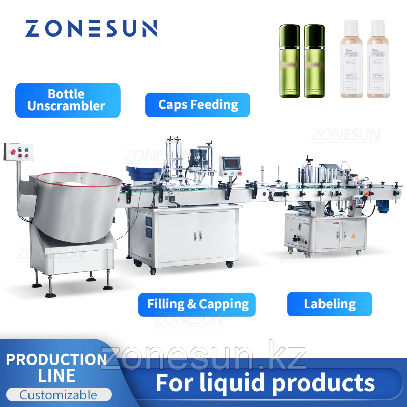 ZONESUN ZS-FAL180Z2 ПОЛНОСТЬЮ АВТОМАТИЧЕСКАЯ ПРОИЗВОДСТВЕННАЯ ЛИНИЯ ДЛЯ РОЗЛИВА УКУПОРКИ И ЭТИКИРОВКИ