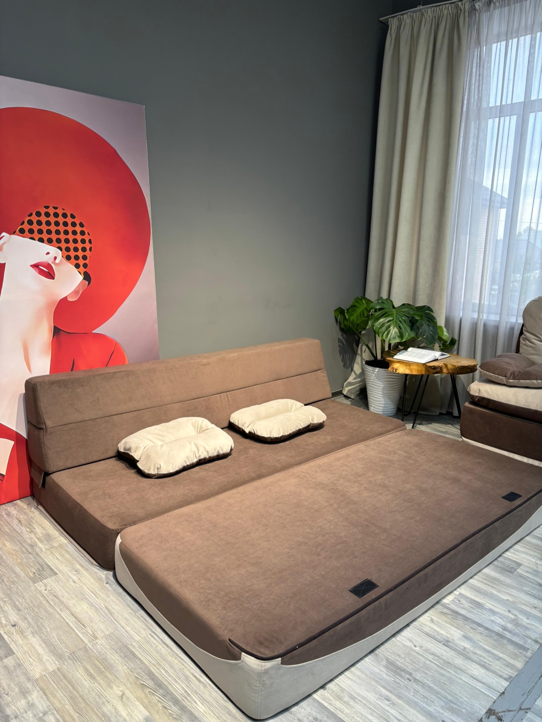 PRESTIGE MEBEL диван прямой Perinka, обивка велюр, 80х200х90 см, коричневый, бежевый