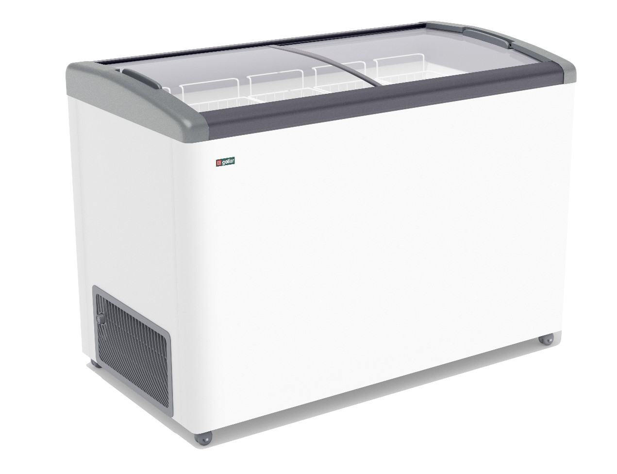 ЛАРЬ МОРОЗИЛЬНЫЙ GELLAR FG 400 E ГНУТОЕ СТЕКЛО СЕРЫЙ