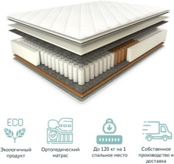 Матрас Сказочный сон Eco-Zima Leto 90x200, 90x200x19 см, чехол жаккард2