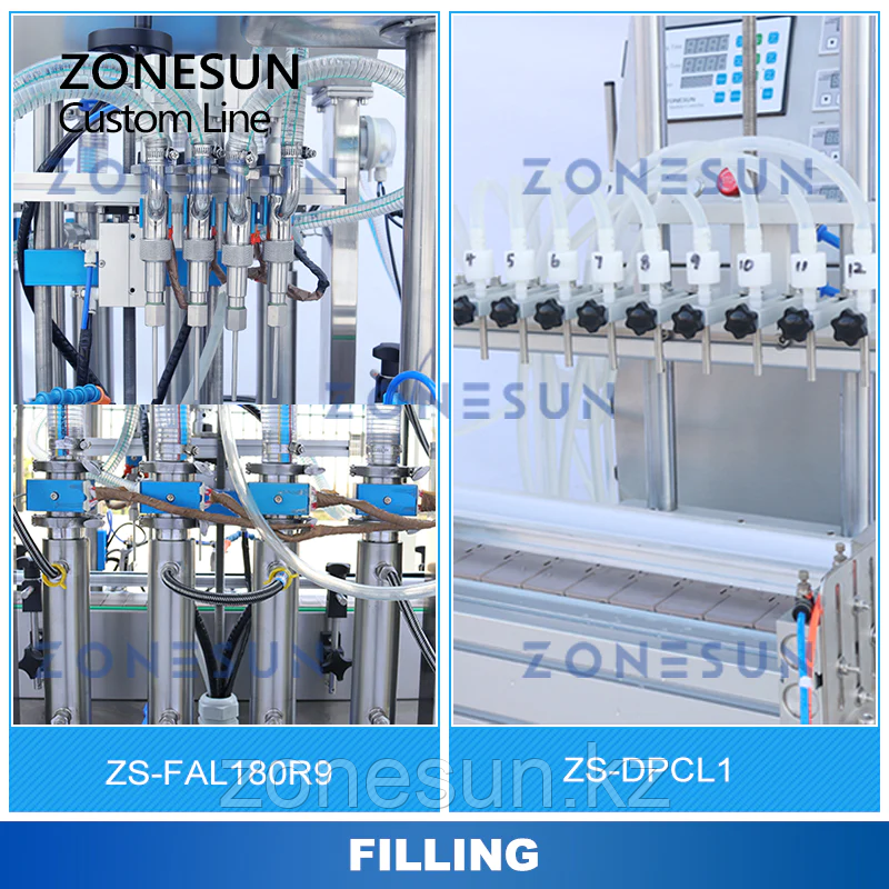 ZONESUN ZS-FAL180R9/ZS-DPCL1 АВТОМАТИЧЕСКАЯ ПРОИЗВОДСТВЕННАЯ ЛИНИЯ ДЛЯ РОЗЛИВА И УКУПОРКИ ЭТИКЕТОК