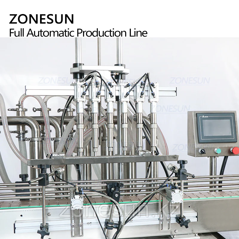 ZONESUN CUSTOM 6-ГОЛОВОЧНАЯ ПОРШНЕВАЯ МАШИНА ДЛЯ РОЗЛИВА И ЭТИКЕТИРОВАНИЯ ЖИДКОСТИ