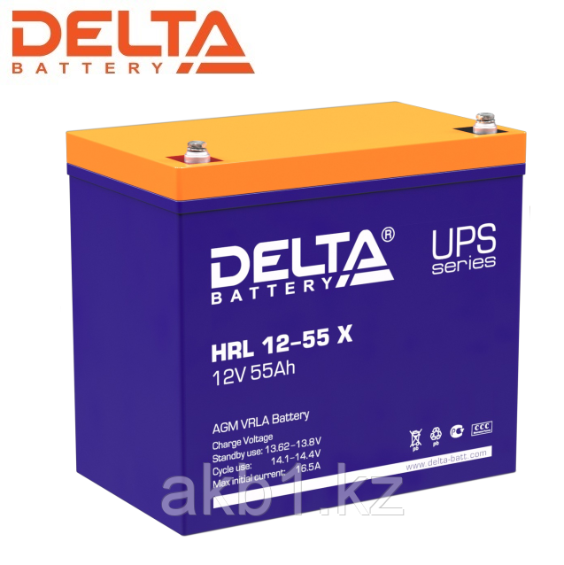 Аккумуляторная батарея Delta HRL 12-55 X (12V / 55 Ah | Длина, мм 229 | Ширина, мм 138 | Высота, мм 208)