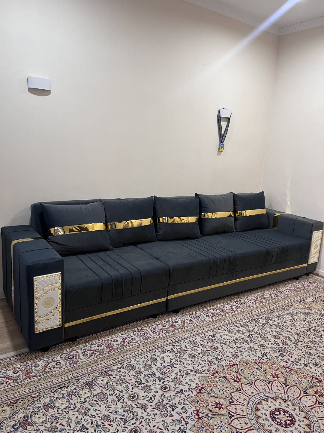 Диван прямой Sapa divan прямой, обивка велюр, 42х300х88 см, синий