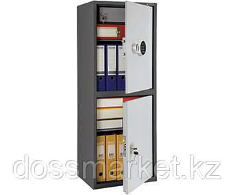 Бухгалтерский шкаф Практик SL-125/2Т EL, 2 ячейки (ключевой и кодовый замки), 2 полки и трейзер