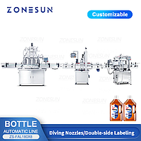ZONESUN ZS-FAL180X8 АВТОМАТИЧЕСКАЯ ПРОИЗВОДСТВЕННАЯ ЛИНИЯ ПО РОЗЛИВУ, УКУПОРКИ И ЭТИКИРОВКИ КВАДРАТНЫХ БУТЫЛОК