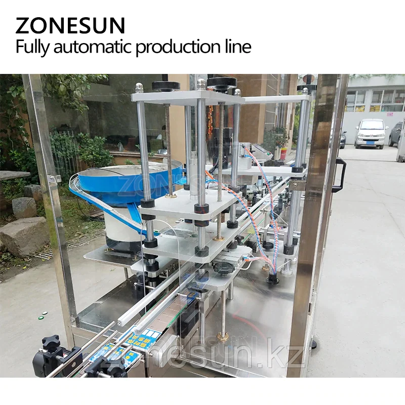 ZONESUN ЭЛЕКТРИЧЕСКАЯ ЭТИКЕТИРОВОЧНАЯ МАШИНА ДЛЯ КРУГЛЫХ БУТЫЛОК ВЕРТИКАЛЬНОГО ТИПА С 6 НАСАДКАМИ ДЛЯ РОЗЛИВА