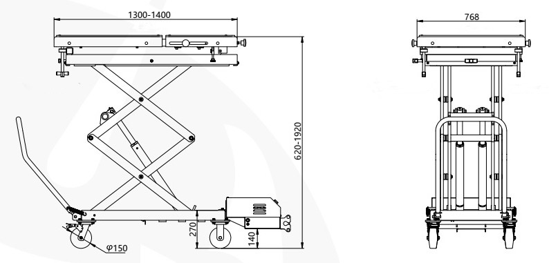 Платформа подъемная передвижная KraftWell KRWLT-12E с электрогидравлическим приводом